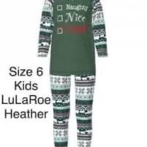 LuLaRoe Kids Green and White Holiday Pajama Set